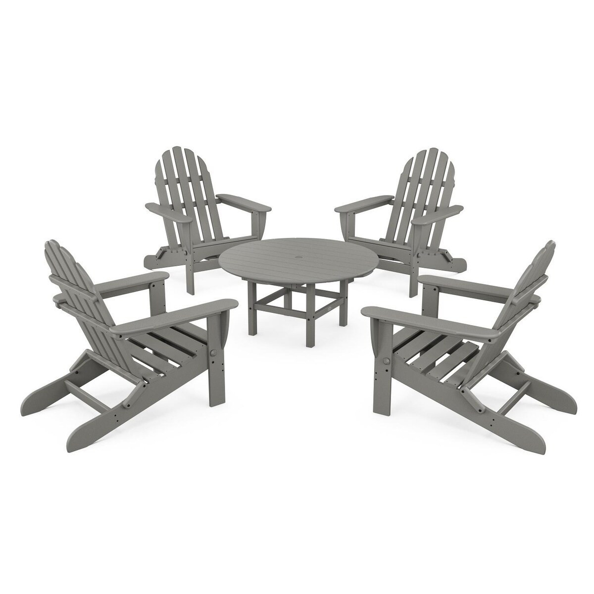 POLYWOOD Classic Adirondack 5 Pc Recycled Plastic Seating Set w/ Folding Chairs in Slate Gray by - PWS119-1-GY | BBQ Guys