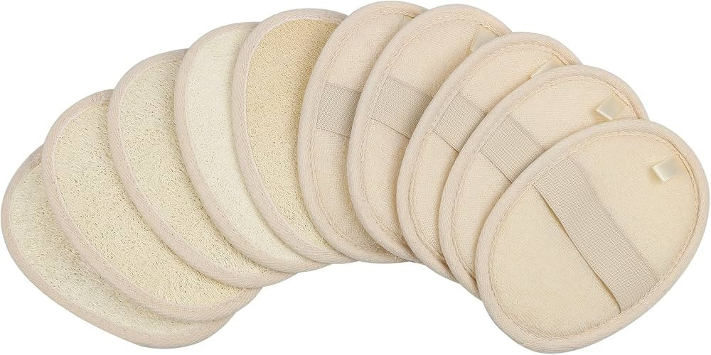 10-Pack Exfoliating Loofah Sponge Pads - Natural Luffa & Terry Cloth, Body Scrubbers for Shower &... | Amazon (US)