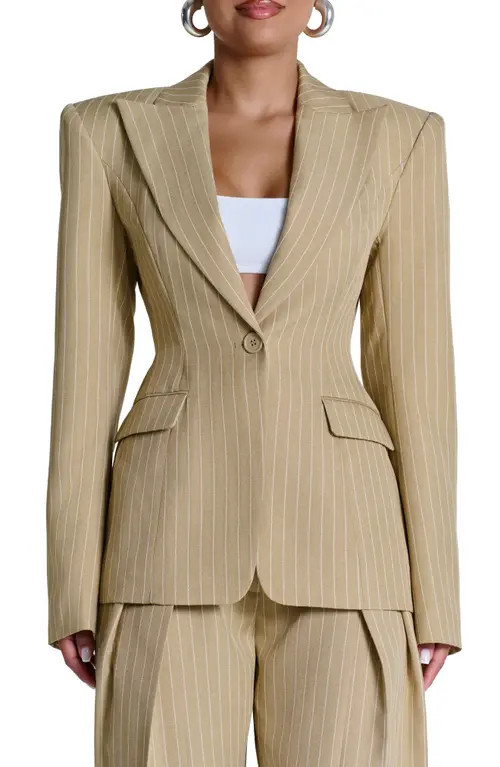 Naked Wardrobe Pinstripe Blazer in Beige Pinstripe at Nordstrom, Size Small | Nordstrom