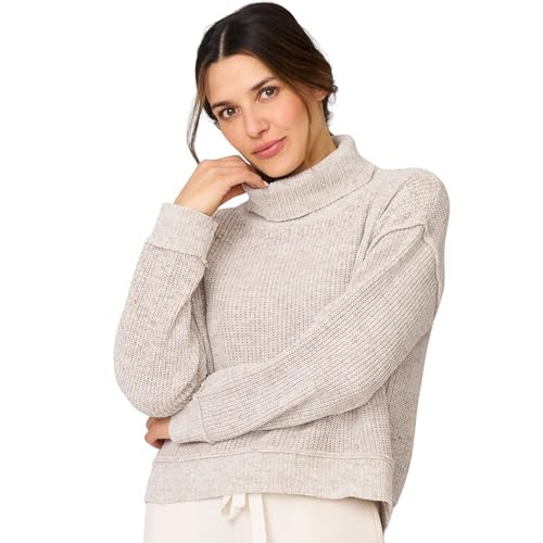 Cable & Gauge Women’s Heathered Yarn Relaxed Lounge Turtleneck Sweater, Heathered Grey | Amazon (US)