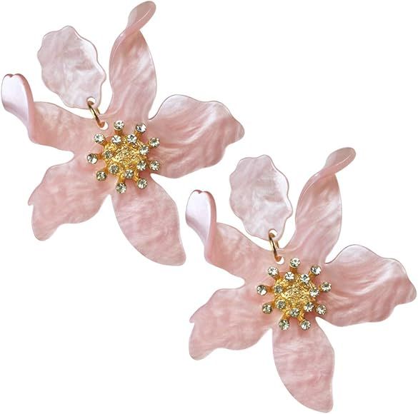 Amazon.com: Oversized Statement Flower Earrings Large Hawaii Earrings Mahalo Flower Lei Earrings ... | Amazon (US)