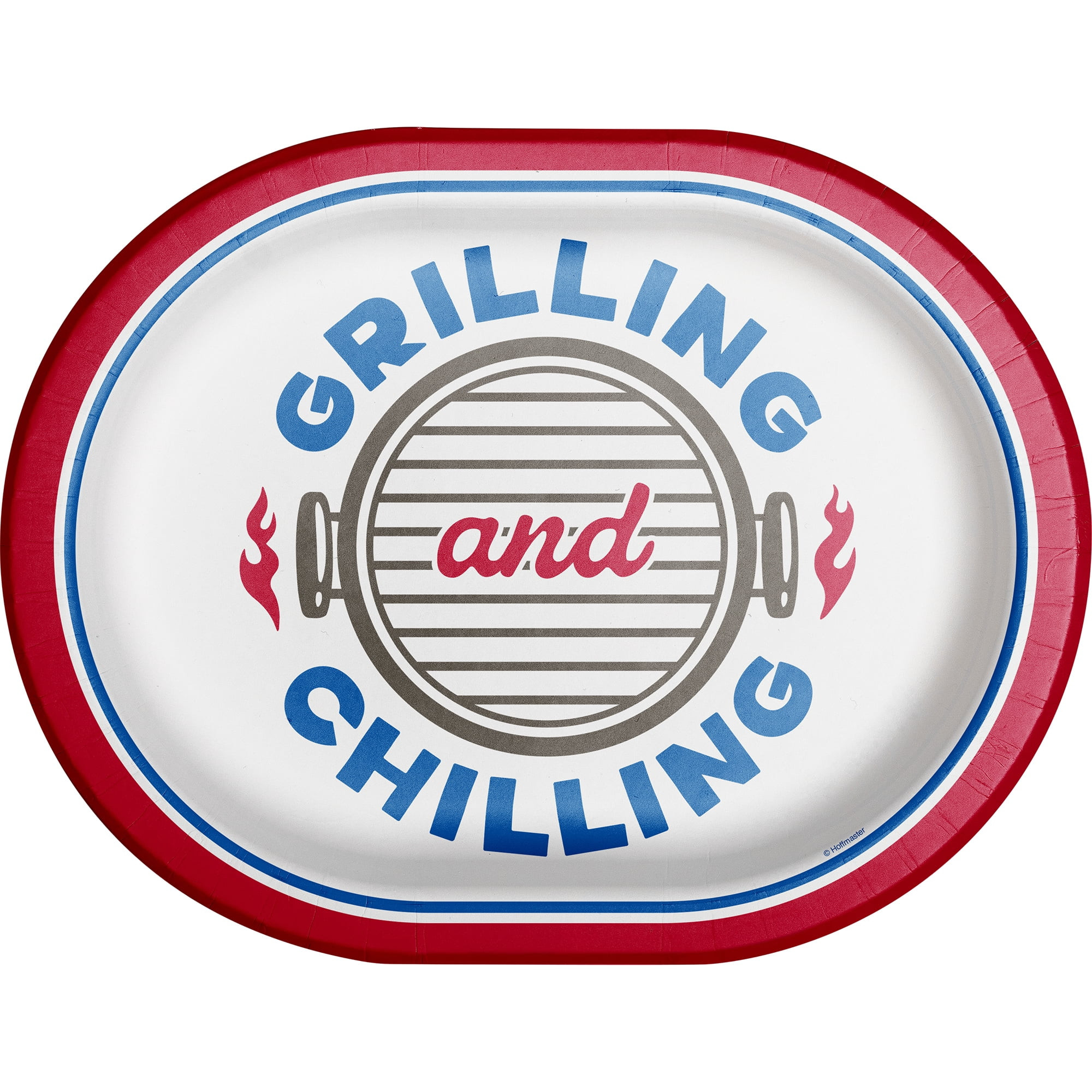 Red/White/Blue Grilling and Chilling Oval Disposable Paper Plates, 12" x 9.25", 8 Count, Patrioti... | Walmart (US)