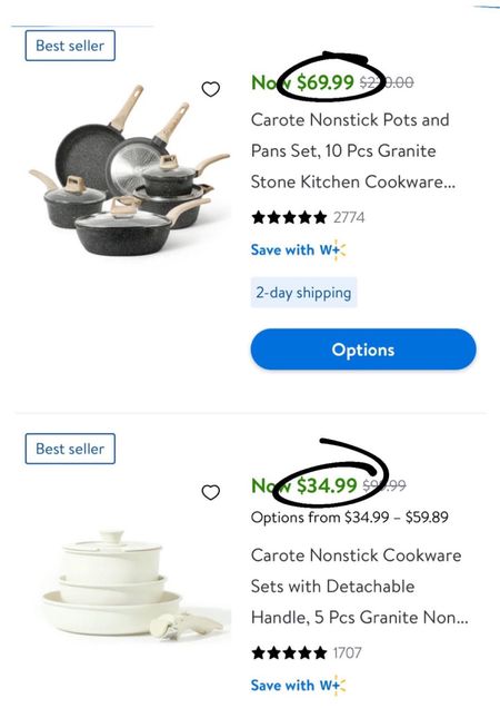 Non toxic cookware from Walmart on major sale - under $100 for the set 

walmart home, walmart home sale, pan set, pots and pans, home finds, kitchen finds

#LTKsalealert #LTKfindsunder50 #LTKhome
