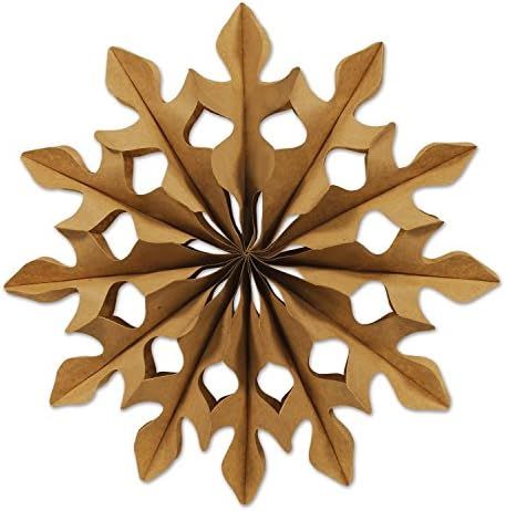 Beistle 2 Piece Three Dimensional Brown Kraft Paper Snowflake Decorations, Winter Rustic Wedding ... | Amazon (US)