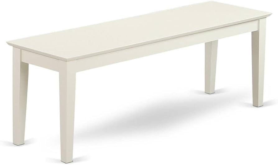 East West Furniture CAB-LWH-W Dining Table Bench with Solid Wood Seat, 51x15x18 Inch, Linen White | Amazon (US)