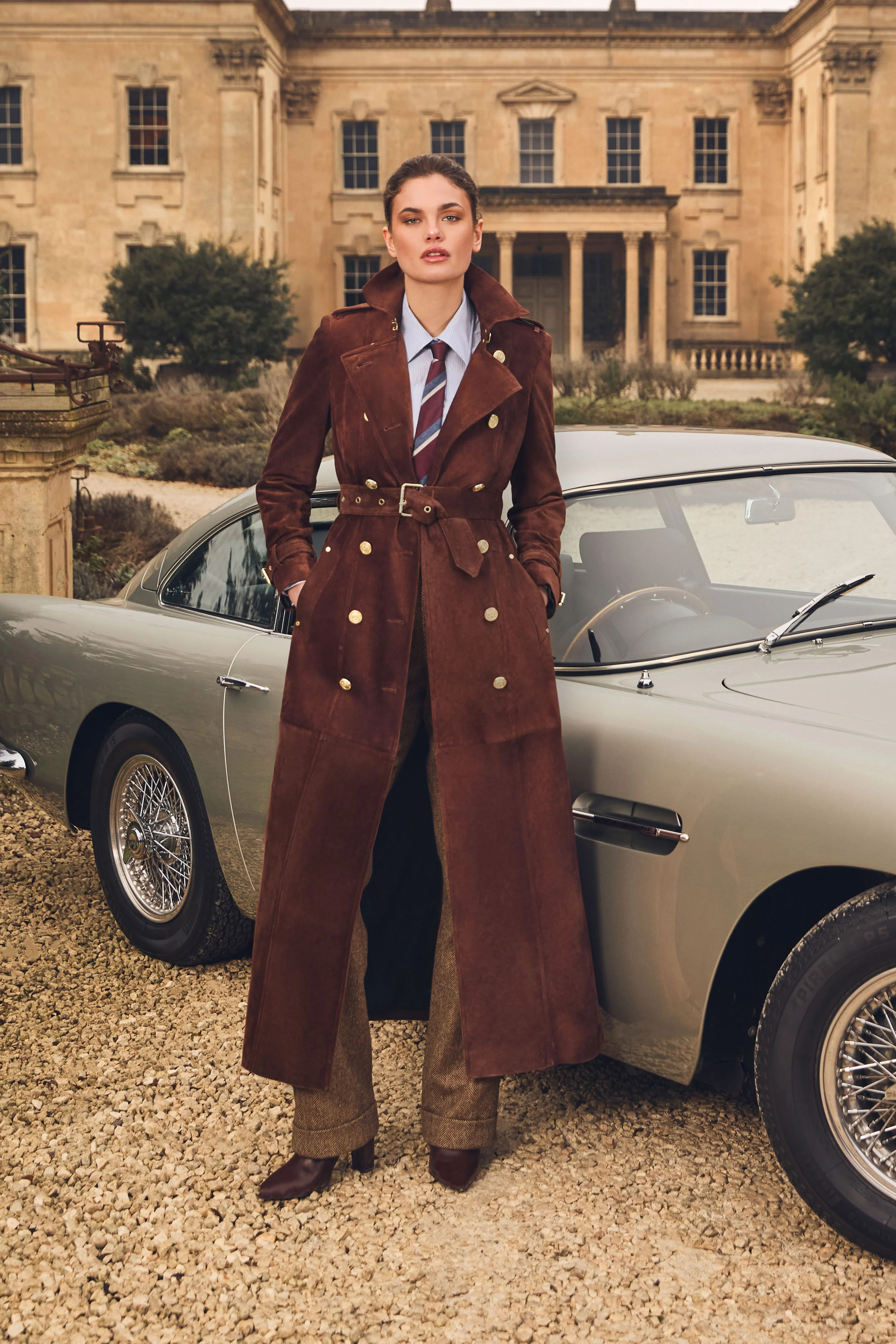 Full Length Marlborough Trench Coat (Chocolate Suede) | Holland Cooper