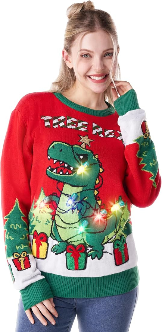 Giggling Getup Family Matching Ugly Christmas Sweater, Light Up Ugly Christmas Sweater for Women/... | Amazon (US)