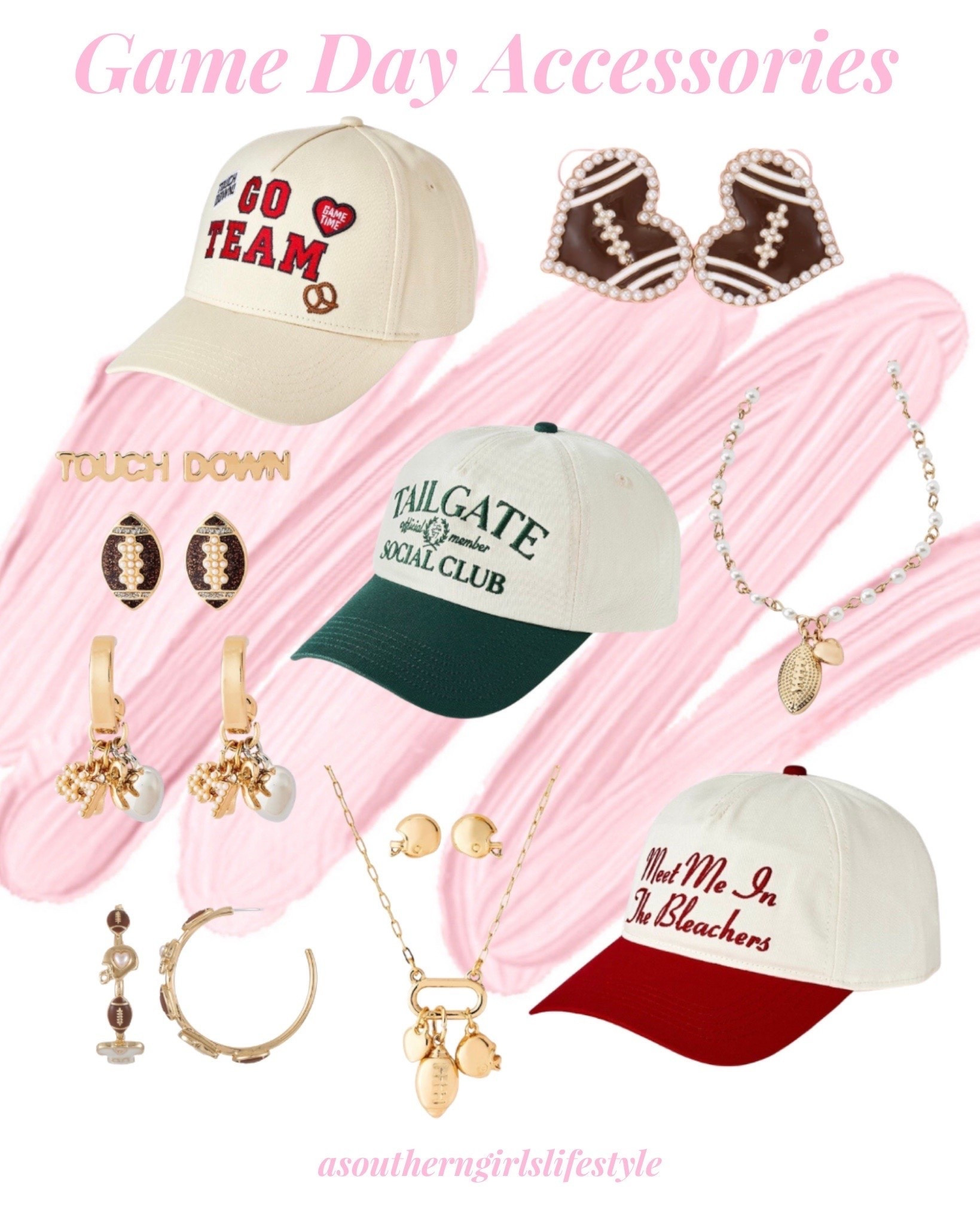 Football Game Day Accessories - neutral pieces that work for any team or league! 

Go Team Patch Baseball Hat, Women's Football Heart
Stud Earrings, Tailgate Social Club Baseball Hat, Simulated Pearl Game Day Football & Heart Pendant Necklace, Game Day Football Touch Down Earring Set 3pc, Touchdown Hoop Earrings, Game Day Football Charm Cluster Necklace & Football Helmet Earring Set 3pc & Meet Me In The Bleachers Baseball Hat 

Target. Walmart. Jewelry. College Football. Pro

#LTKSeasonal #LTKgrwm #LTKdayinmylife