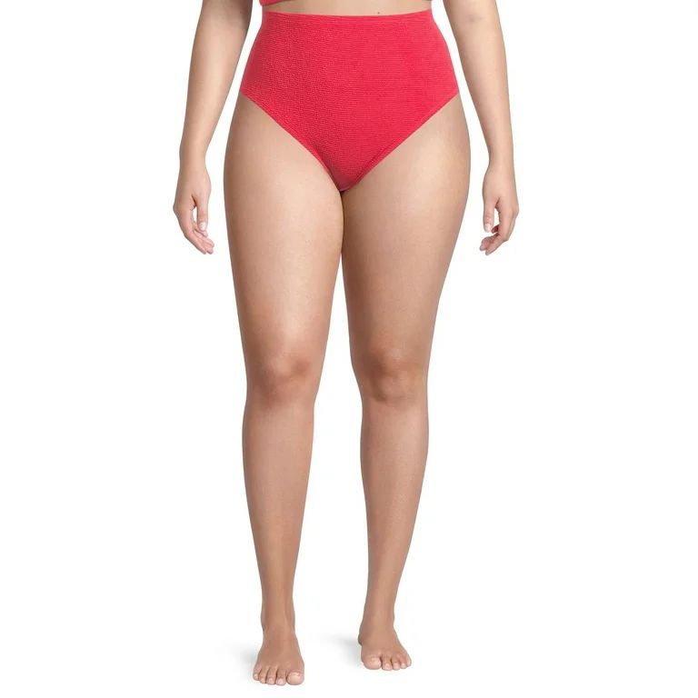 Social Angel Women's Plus Size Ribbed High Waist Swimsuit Bottom | Walmart (US)