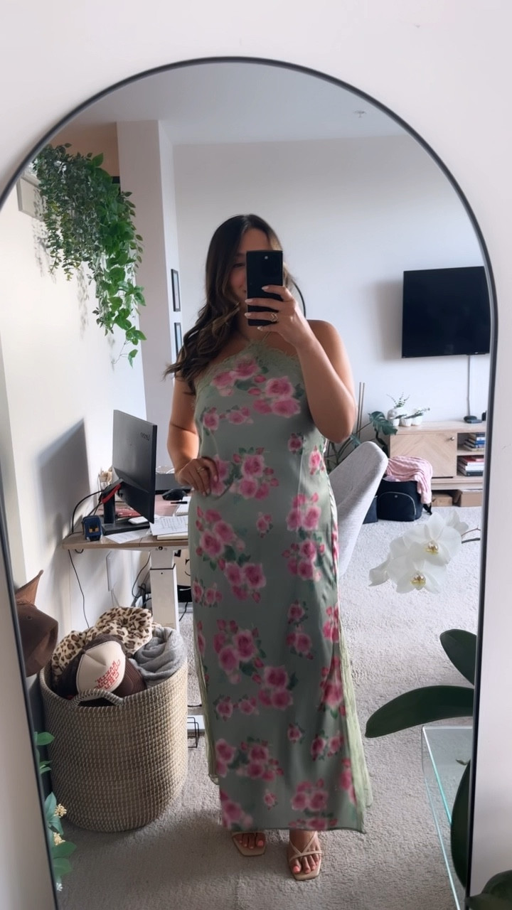 The best summer wedding guest dress! Soooo beautiful and flattering. This dress fit me perfectly and only needed a little bit of fashion tape to keep everything in place throughout the night. Obsessed! 

#weddingguest #dress #summerdress #maxigown 

#LTKStyleTip #LTKWedding #LTKParties