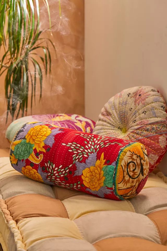 Urban Renewal One-Of-A-Kind Kantha Bolster Pillow | Urban Outfitters (US and RoW)