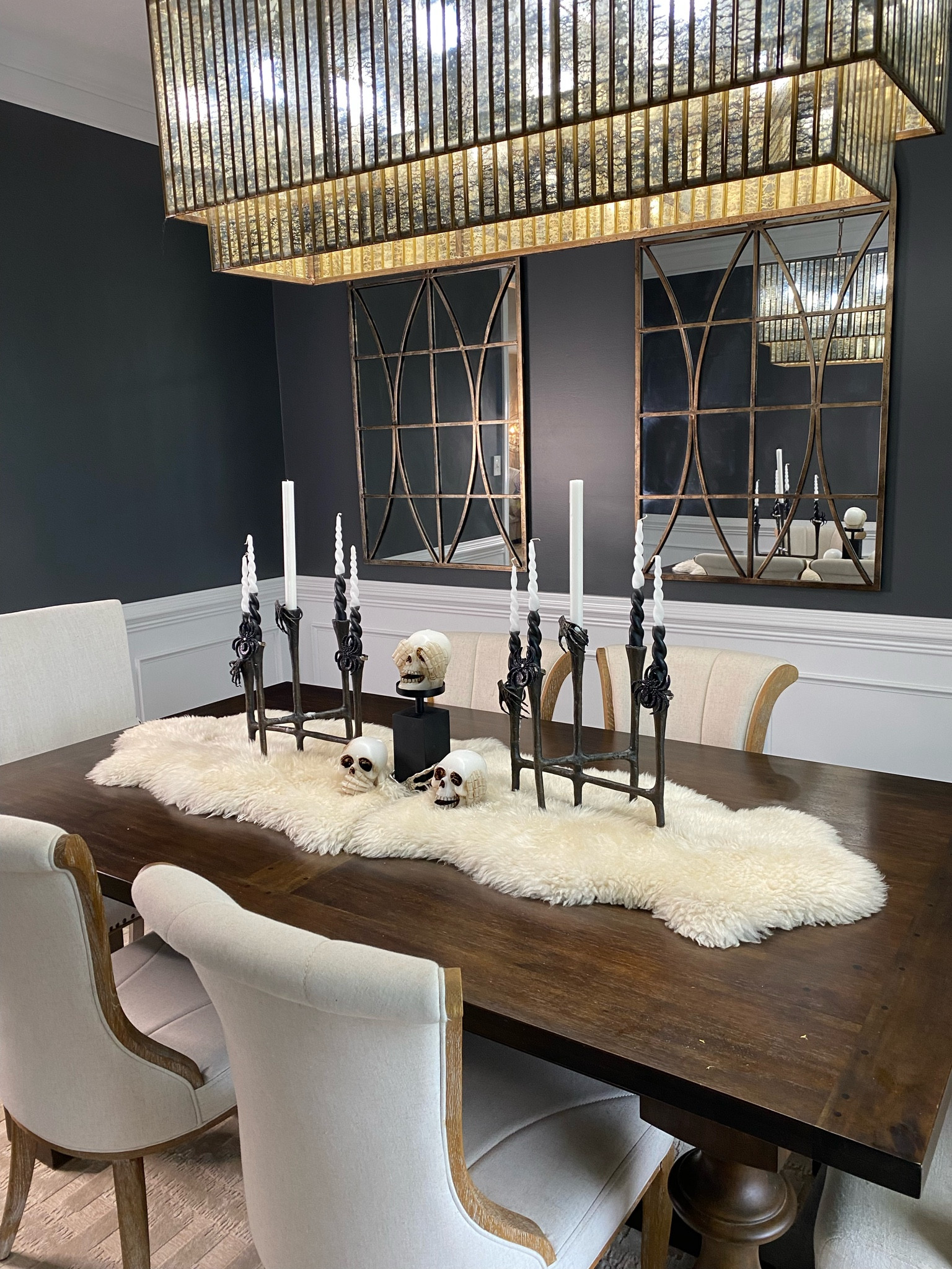 Halloween dining room table decor. Dining room window hanging window mirrors.  These are my favorite wall mirrors in our home.  We have three hanging across the wall and they make the room appear much larger than it is 

#LTKHalloween #LTKfamily #LTKhome