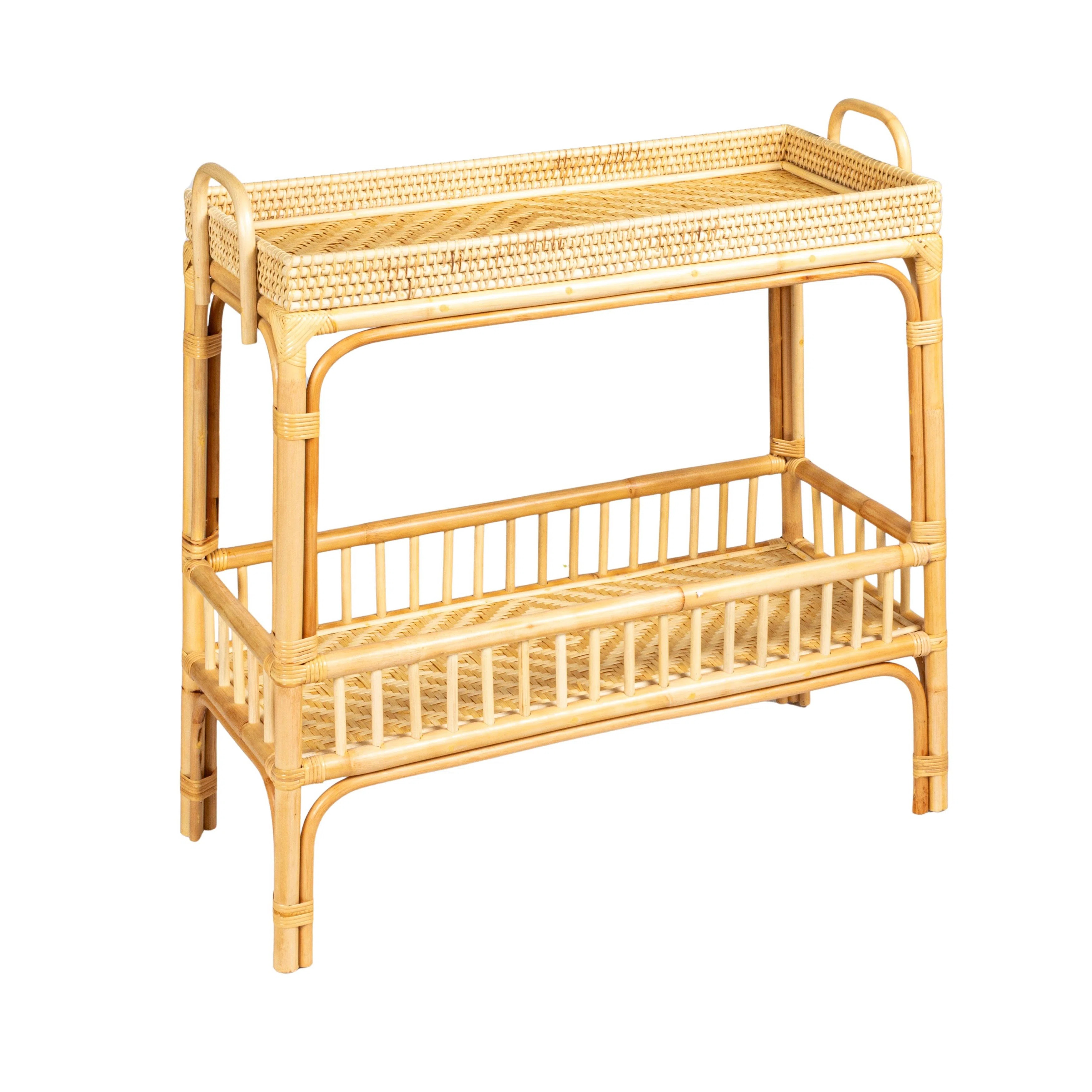 Lily Hand Woven Bamboo And Rattan Console Table With Shelf | Wayfair North America