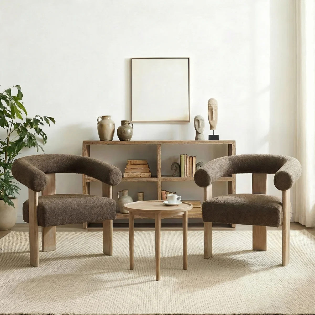 Mamanbai Upholstered Barrel Accent Chair Armchair with Three Solid Wood Legs | Wayfair North America