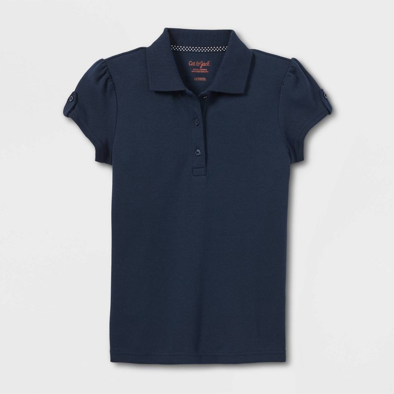 Girls' Short Sleeve Interlock Uniform Polo Shirt - Cat & Jack™ Blue | Target