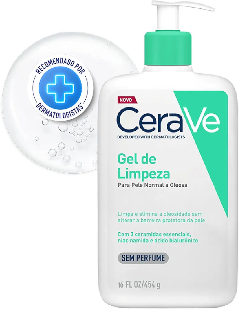 CeraVe, Gel de Limpeza Facial para pele oleosa, com Ácido Hialurônico e Niacinamida | Amazon (BR)