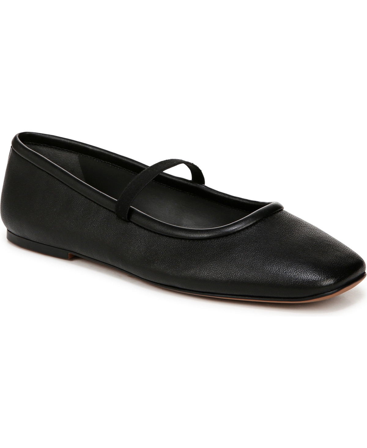 Franco Sarto Women's Eileen Square Toe Mary Jane Flats - Black Leather | Macy's