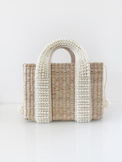 Luxury Pearl Basket Mini Tote | Natural | Vita Grace