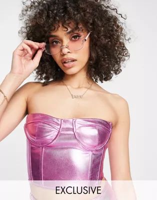 ASYOU metallic bust cup corset in pink | ASOS (Global)