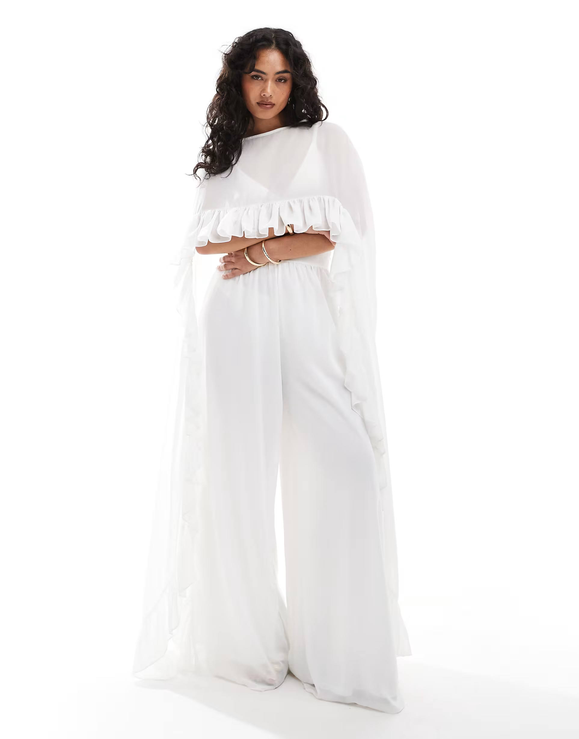 TFNC cape top with ruffle detail in cream co-ord | ASOS | ASOS (Global)