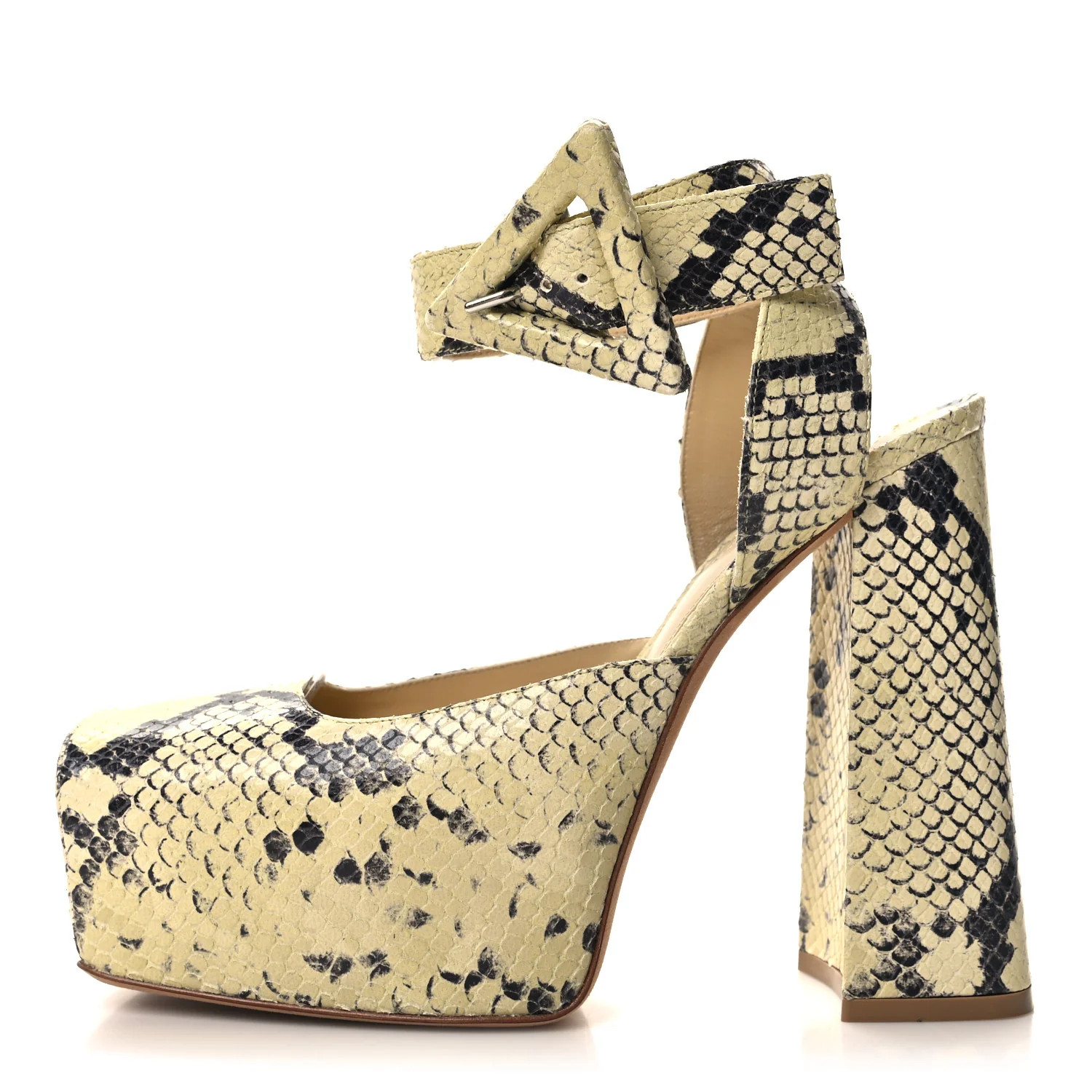 Faded Goatskin Python Printed Tower 40/140mm Platform Pumps 37 Kiwi Black | FASHIONPHILE (US)