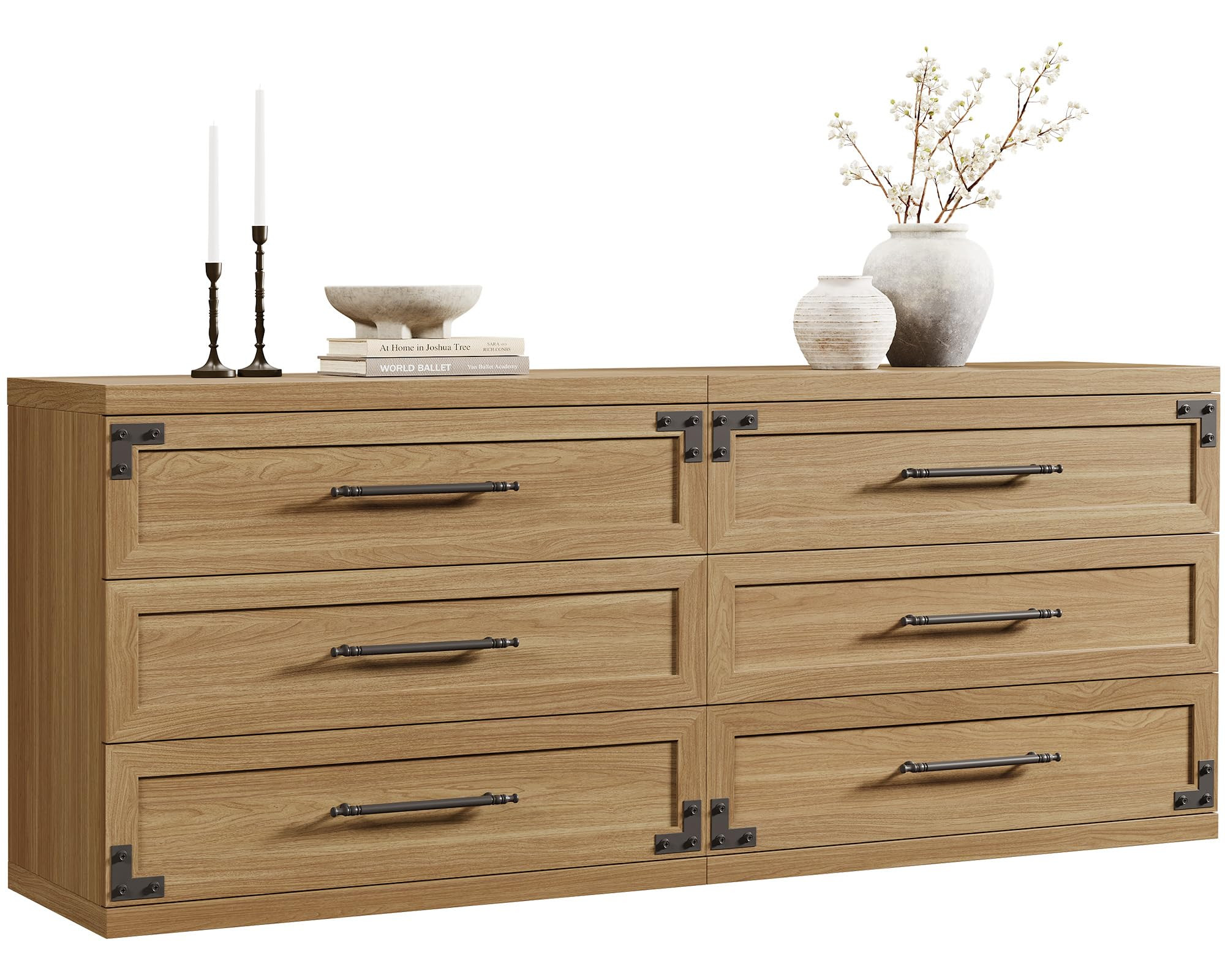 SICOTAS Large Nightstands Set of 2-31 Inch Wide Night Stand with 3 Storage Drawers, Modern Oversized Bedside Table - Tall Bed Side End Tables for Bedroom, Oak Brown | Amazon (US)