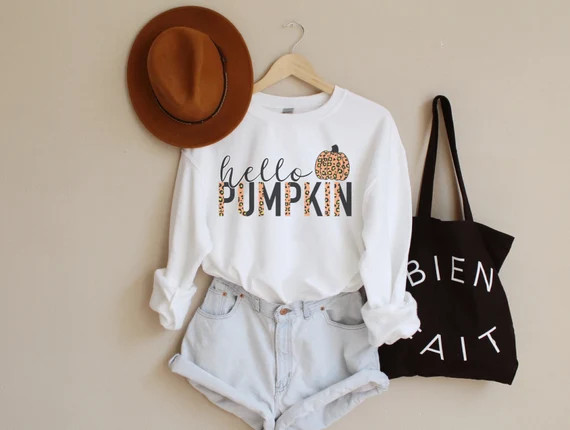 Fall Sweatshirt, Hello Pumpkin Sweatshirt, Fall Shirt, Fall Vibes, Halloween Sweatshirt, Thanksgi... | Etsy (US)