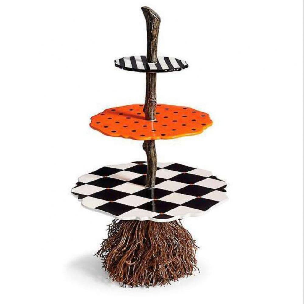Halloween Broom 3-Tier Cupcake Stand/ Wooden Cake Holder / Dessert Plates Mini Cakes Fruit Candy ... | Walmart (US)
