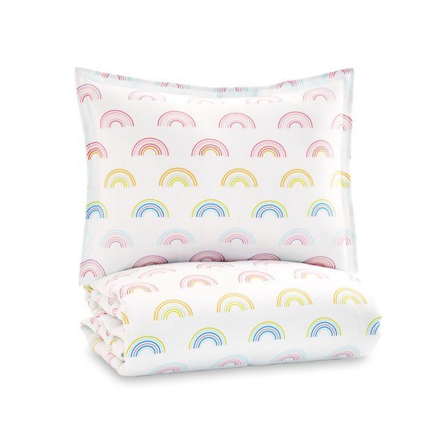 Gap Home Kids Rainbow Toss Reversible Organic Cotton Blend Comforter Set, Twin, White, 2-Pieces -... | Walmart (US)