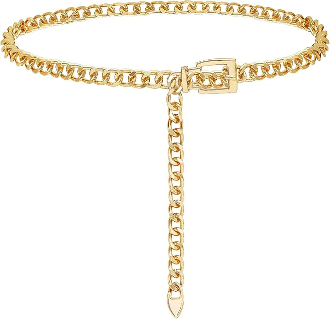 FIORETTO Chain Belt for Women Metal Waist Chain Fashion Multilayer Chain Belts for Dress | Amazon (US)