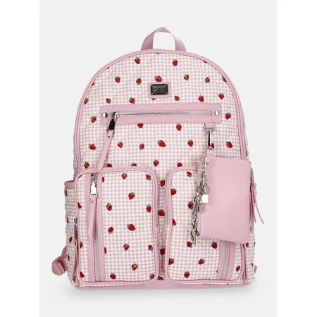 MNYC Women's Double Pocket Dome Backpack Pink Strawberry | Walmart (US)