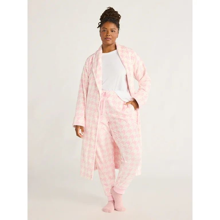 Joyspun Women's Houndstooth Robe - Walmart.com | Walmart (US)