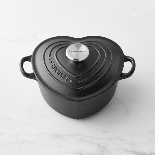 Le Creuset Figural Heart Cocotte, 2-Ot., Matte Black with Stainless Steel Knob | Williams-Sonoma