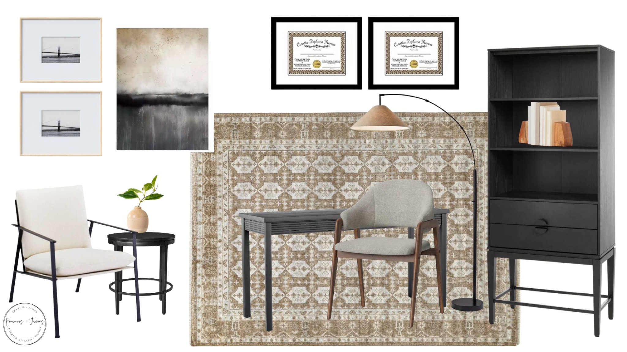 Office Design, Office, work from home space, office art, office, office furniture, office Deisgn inspiration, office rug, neutral rug, neutral vintage rug, office art, diploma frames 

#LTKfamily #LTKhome #LTKBacktoSchool