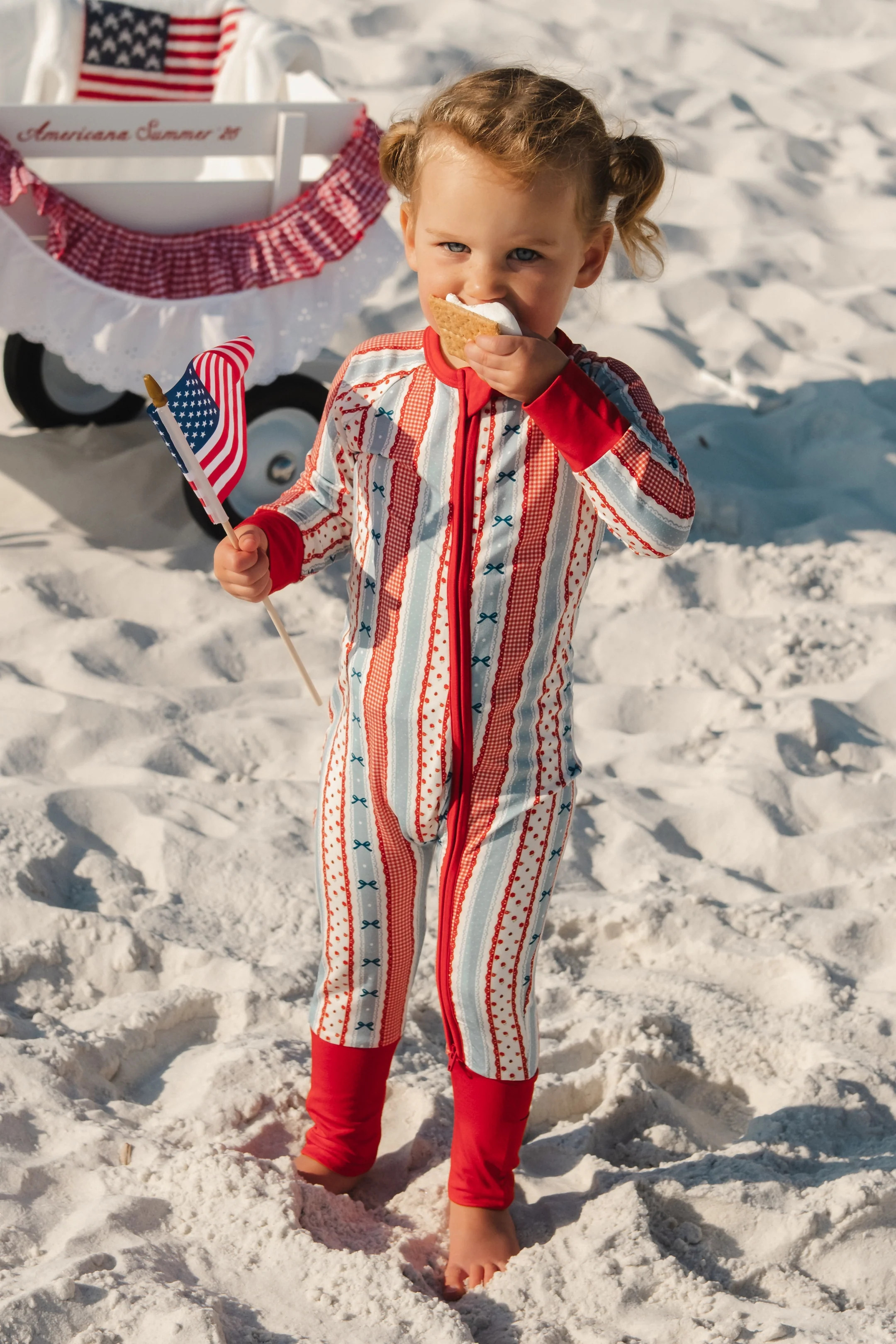 Heritage Striped Bamboo Zipper Romper | 4th of July Matching Pajamas | In My Jammers | In My Jammers