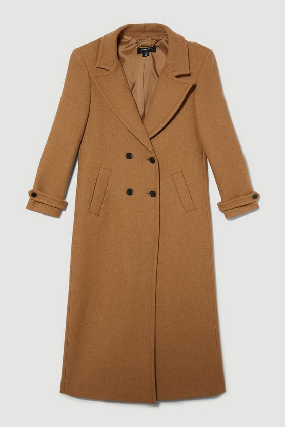Italian Wool Double Breasted Maxi Coat | Karen Millen UK + IE + DE + NL
