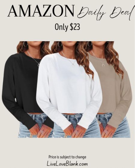 Amazon daily deals 
Amazon fashion finds
Cropped sweatshirt only $23
#ltku
Prices subject to change 
Commissionable link

#LTKfindsunder50 #LTKSeasonal #LTKsalealert
