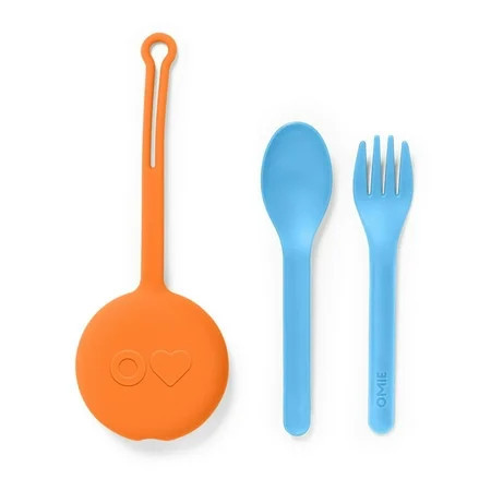 OmieBox OmiePod Kids Utensils Set with Case - 2 Piece Plastic, Reusable Fork and Spoon Silverware with Pod for Kids, Travel, Lunch Boxes-Sunrise by OmieLife | Walmart (US)