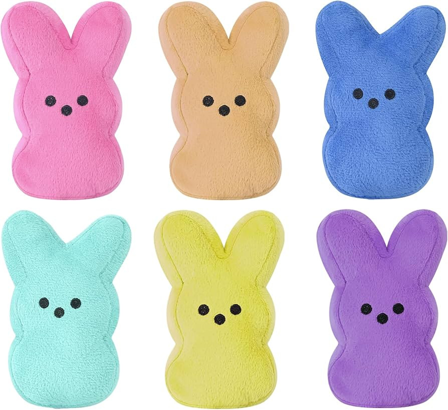 vizethru 6 Pcs Easter Bunny Plush Toys,Easter Basket Stuffers Toys for Kids,Bunny Stuffed Animals... | Amazon (US)