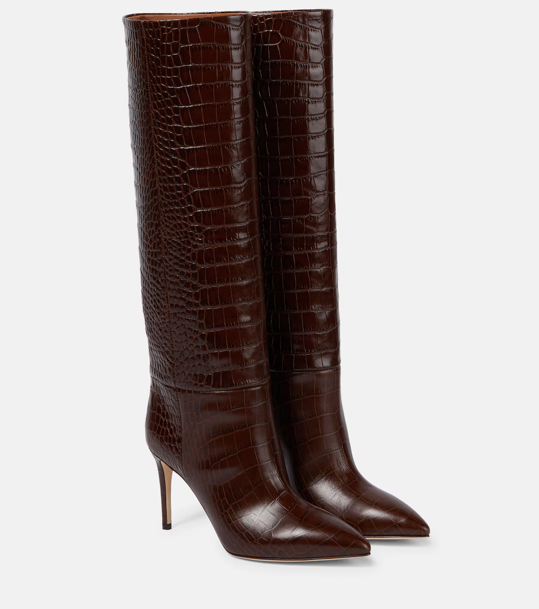 Croc-effect leather knee-high boots | Mytheresa (UK)