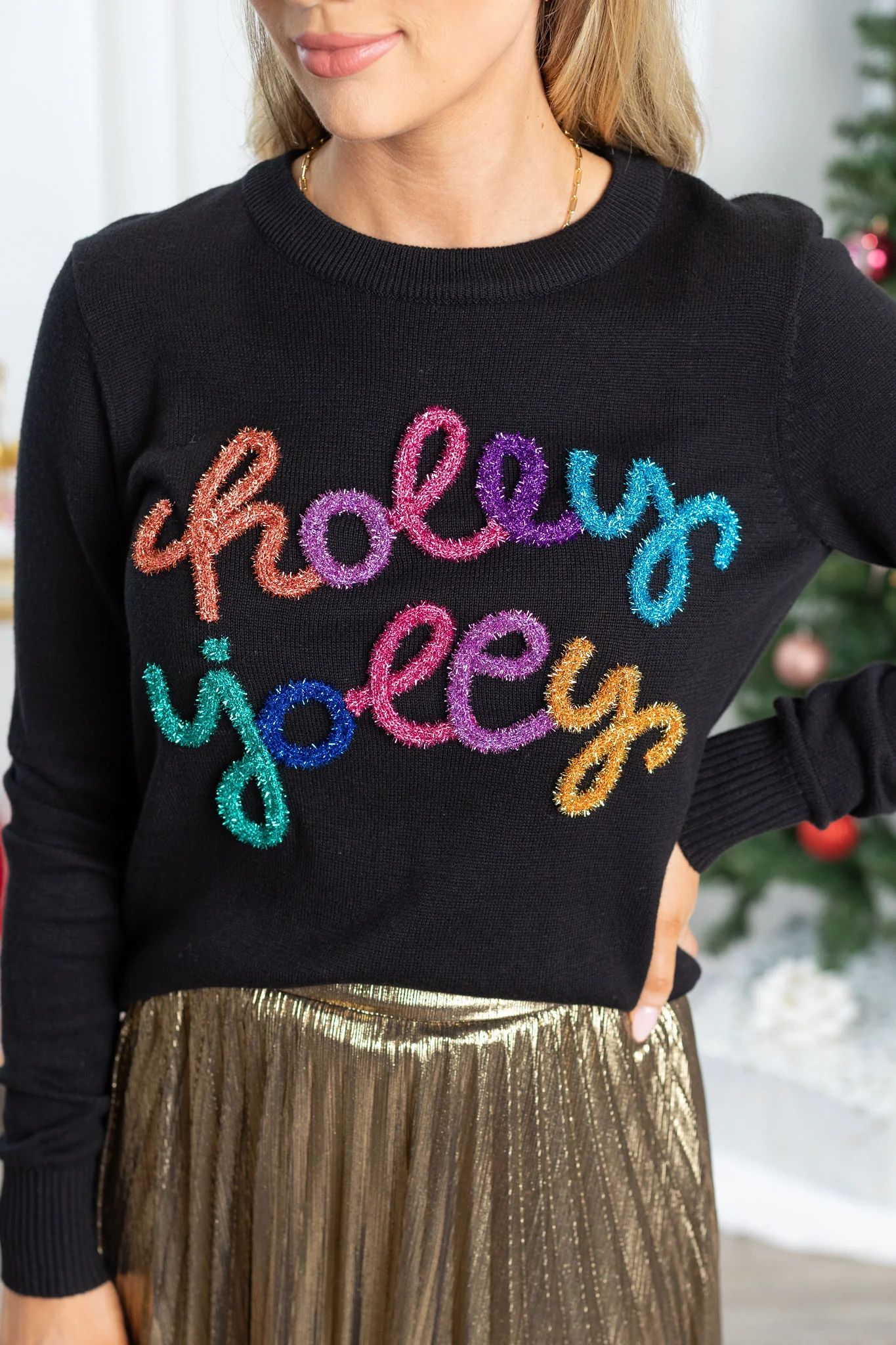 Holly Jolly Sweater- Black | Avara
