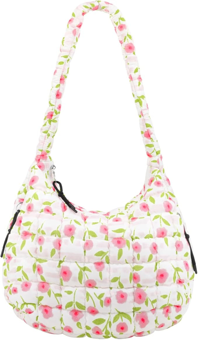 Quilted Puffer Tote Bag Purse Puffy Crossbody Shoulder Bag,Lightweight Nylon Hobo Bag Puffer Carr... | Amazon (US)
