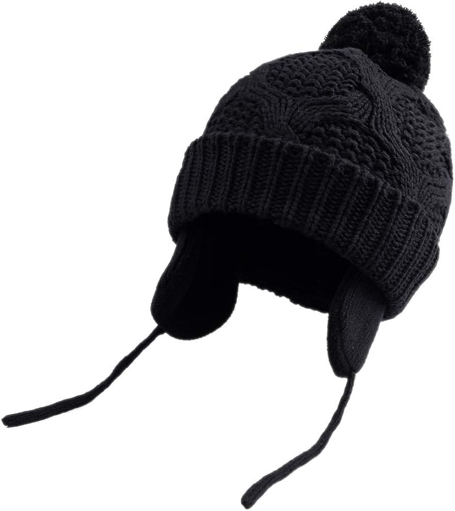 Crochet Baby Beanie Earflaps Toddler Girl Boy Knit Infant Hats Warm Cap Lined Polyester | Amazon (US)