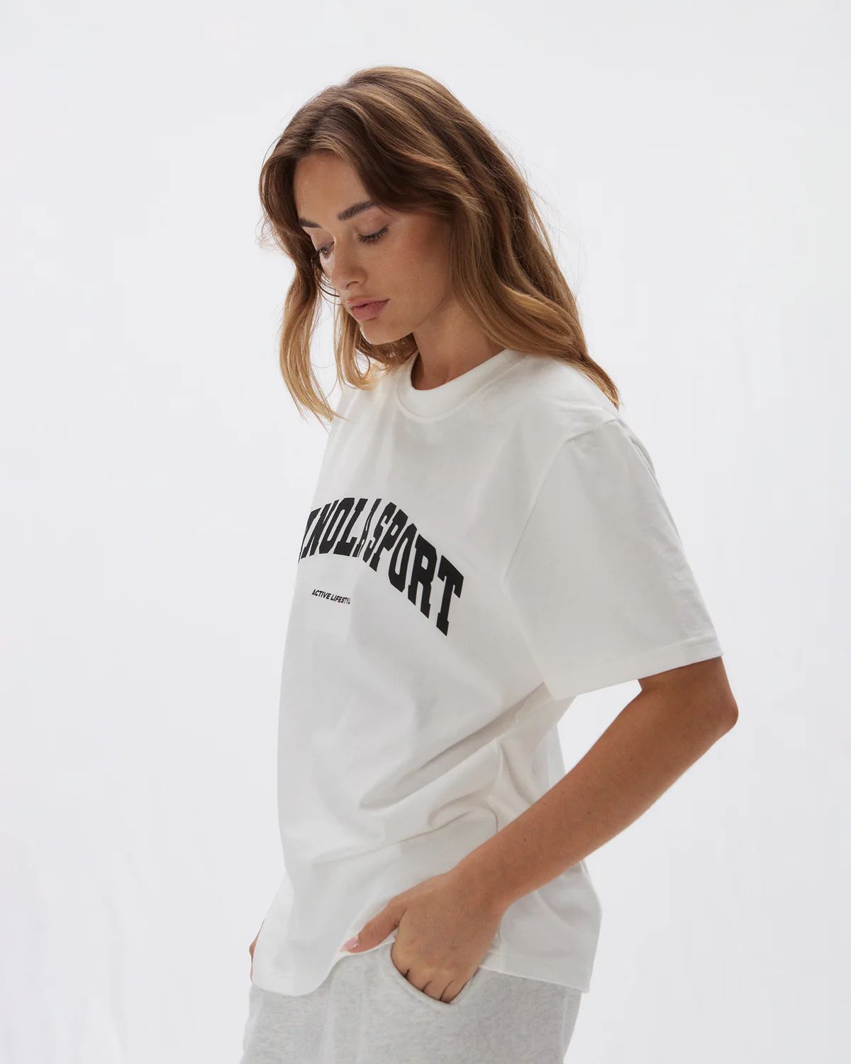 Adanola Sport Short Sleeve Oversized T-Shirt - White | Adanola UK