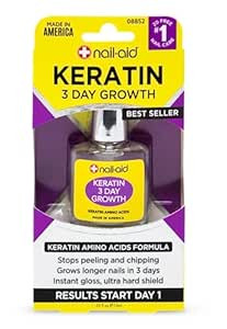 Nail-Aid Keratin 3 Day Growth Nail Treatment & Strengthener, Clear, 0.55 Fl Oz | Amazon (US)