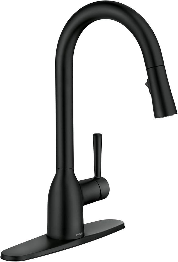 Moen Adler Matte Black One-Handle High Arc Kitchen Sink Faucet with Power Clean, Modern Kitchen F... | Amazon (US)