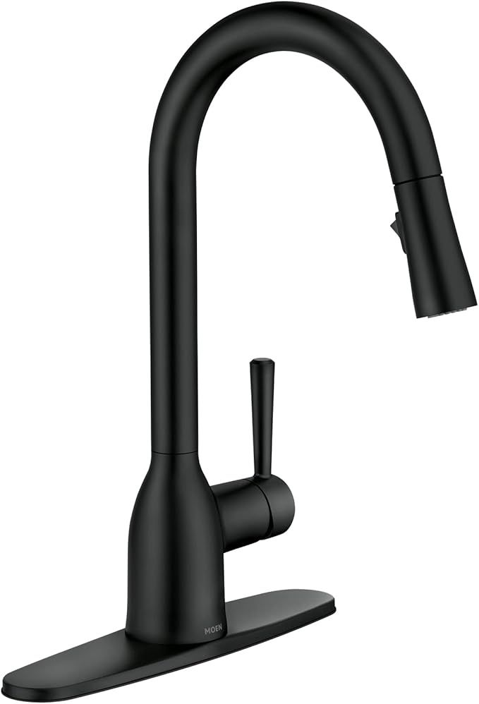 Moen Adler Matte Black One-Handle High Arc Kitchen Sink Faucet with Power Clean, Modern Kitchen F... | Amazon (US)