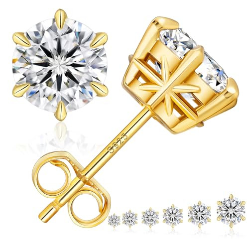 KRKC 0.6-3ct Moissanite Stud Earrings, D Color VVS1 Clarity, Lab Created Diamond Stud Earring for... | Amazon (US)