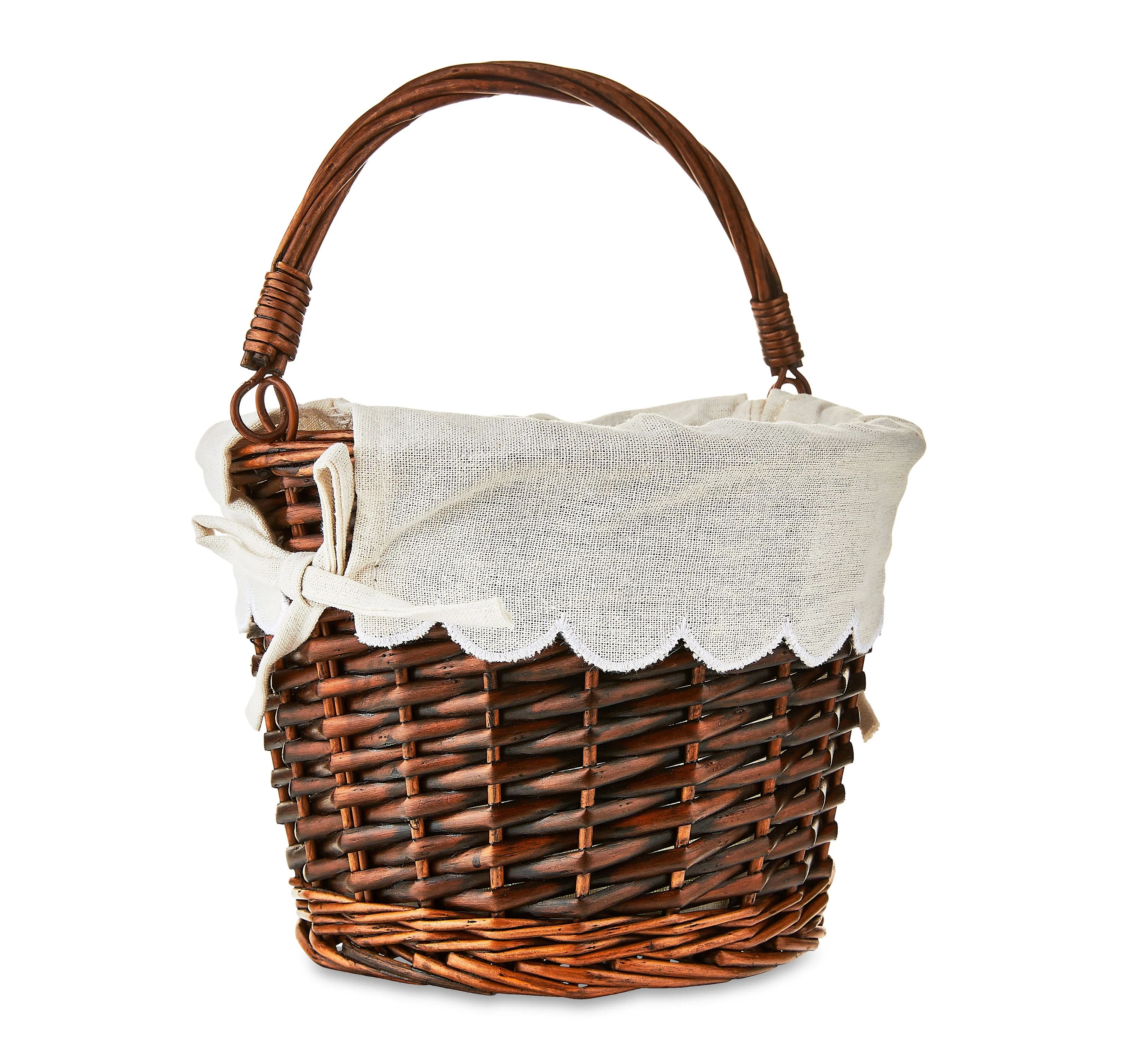 Easter Medium Round Brown Willow Basket with Scallop Liner, by Way To Celebrate - Walmart.com | Walmart (US)