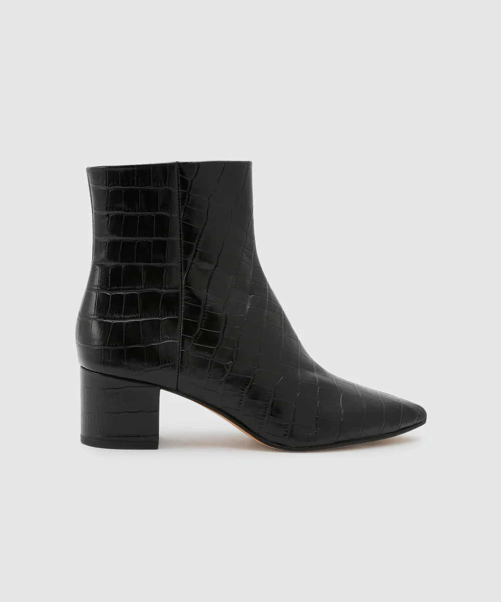 BEL BOOTIES IN BLACK CROCO | DolceVita.com